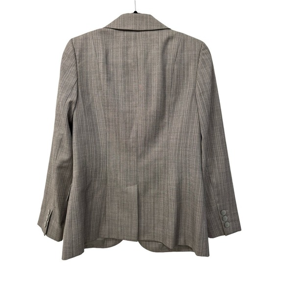 Dana Buchman Wool Gray Pink Pinstriped Single Breaster Blazer Size 8 - Picture 2 of 6
